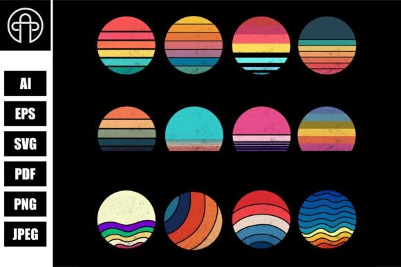 Abstract Sunset Retro 80 Style Set Review