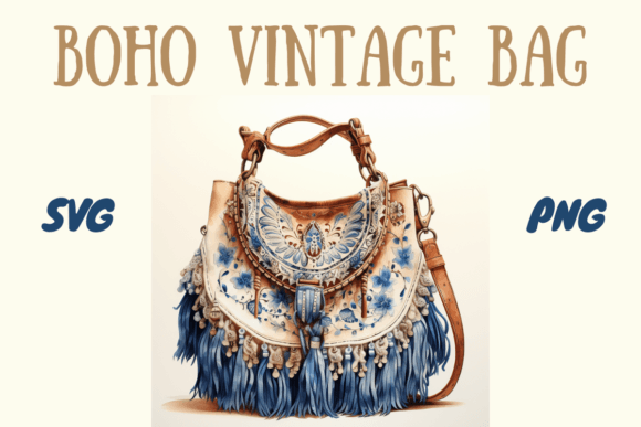 Boho Handbag Watercolor PNG, SVG Clipart Review